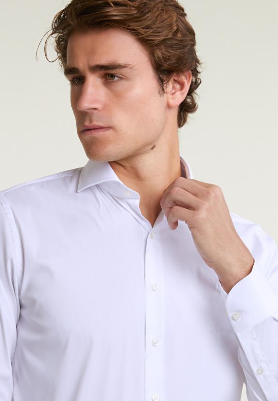 River Woods Custom Fit Effen Hemd Performance Stretch Wit