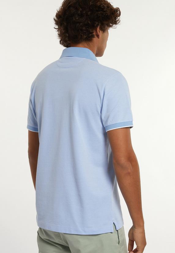River Woods Custom Fit Fancy Jaspe Piqué Polo Baby Blue