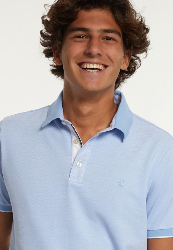 River Woods Custom Fit Fancy Jaspe Piqué Polo Baby Blue