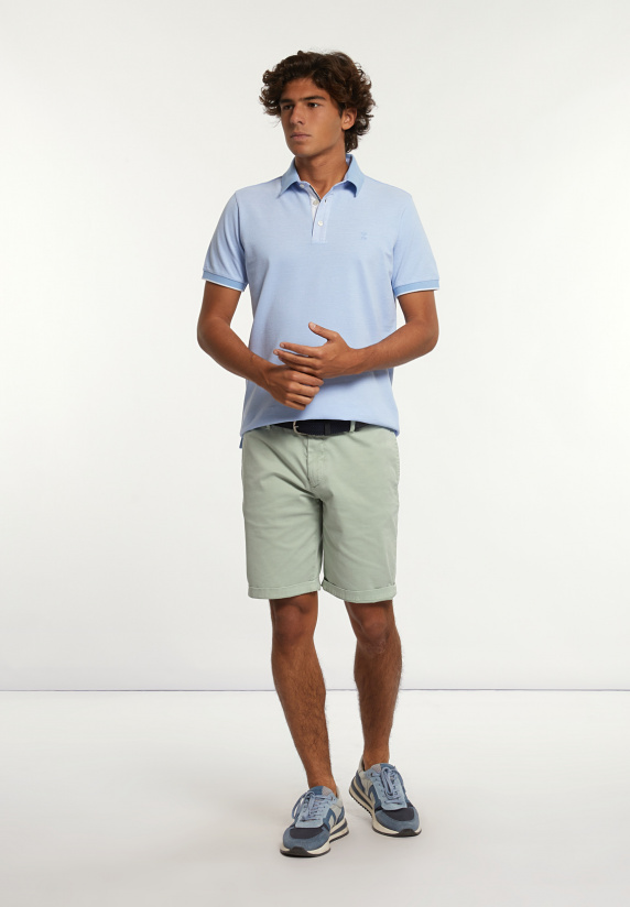 River Woods Custom Fit Fancy Jaspe Piqué Polo Baby Blue