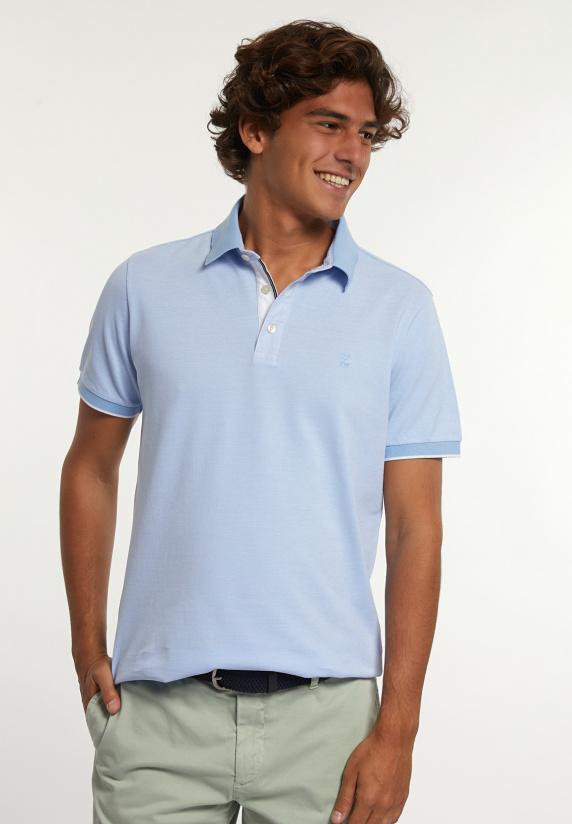 river woods Custom fit fancy jaspe piqué polo baby blue