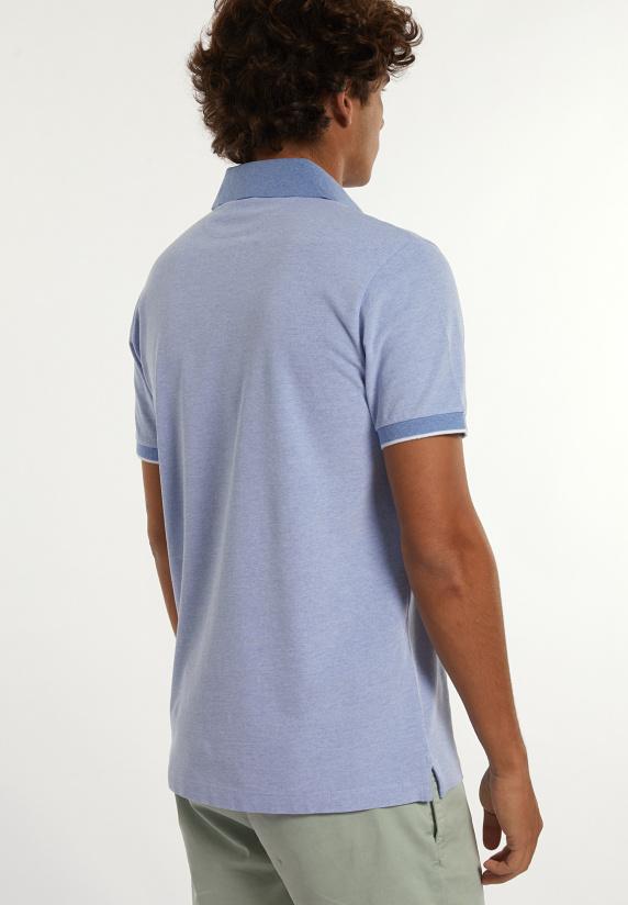 River Woods Custom Fit Fancy Jaspe Piqué Polo Dk Soft Persian Blue Mix