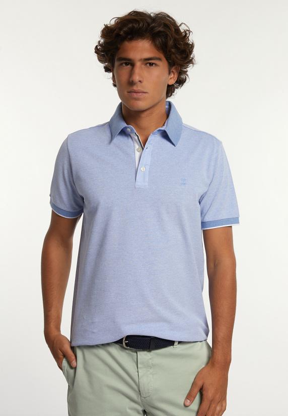 river woods Custom fit fancy jaspe piqué polo dk soft persian blue mix