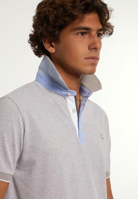 River Woods Custom Fit Fancy Jaspe Piqué Polo Lt Sand Mix