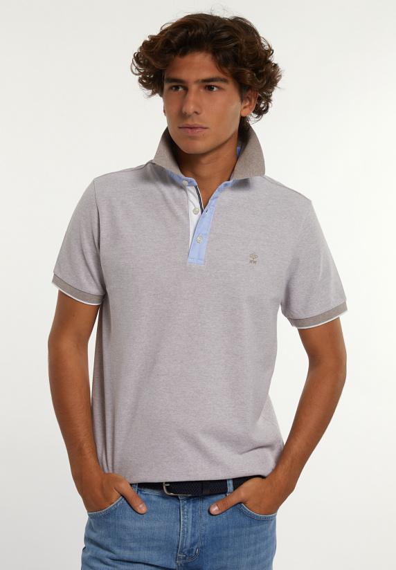 river woods Custom fit fancy jaspe piqué polo lt sand mix