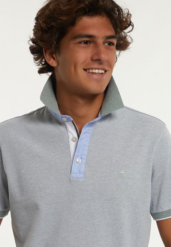 River Woods Custom Fit Fancy Jaspe Piqué Polo Mist Green Mix