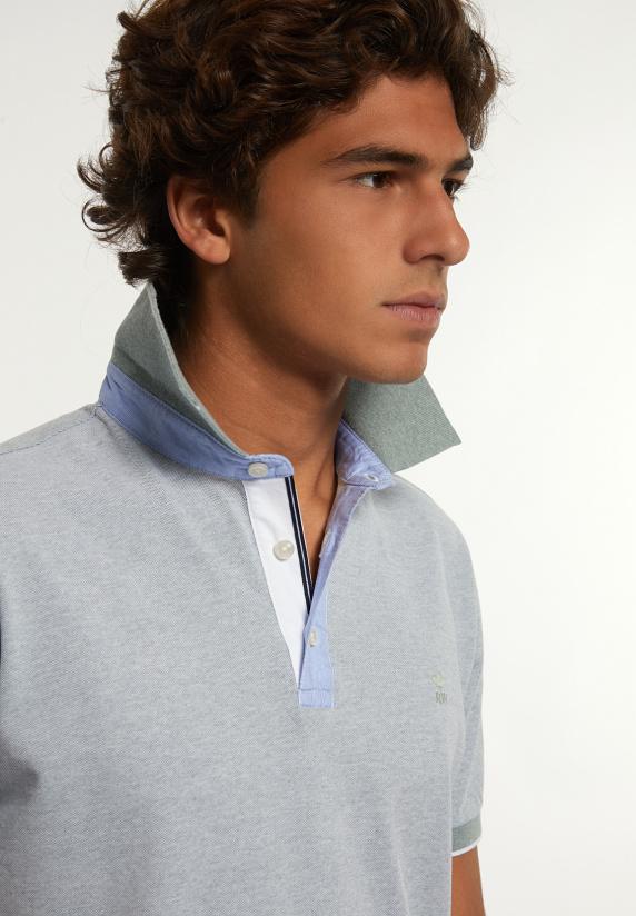 River Woods Custom Fit Fancy Jaspe Piqué Polo Mist Green Mix