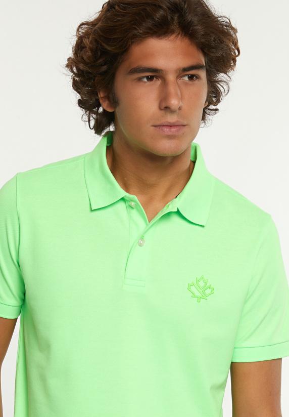 River Woods Custom Fit Fancy Katoenen Pique Polo Neon Groen