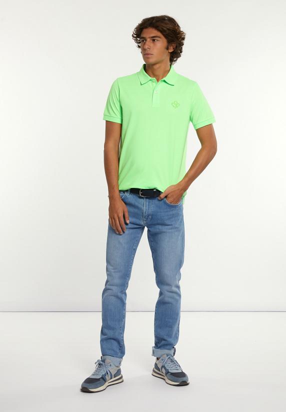 River Woods Custom Fit Fancy Katoenen Pique Polo Neon Groen