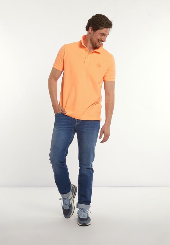 River Woods Custom Fit Fancy Katoenen Pique Polo Neon Oranje