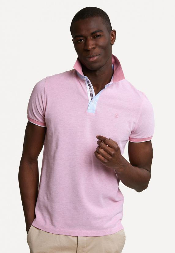 river woods Custom fit fancy katoenen polo dark flamingo mix