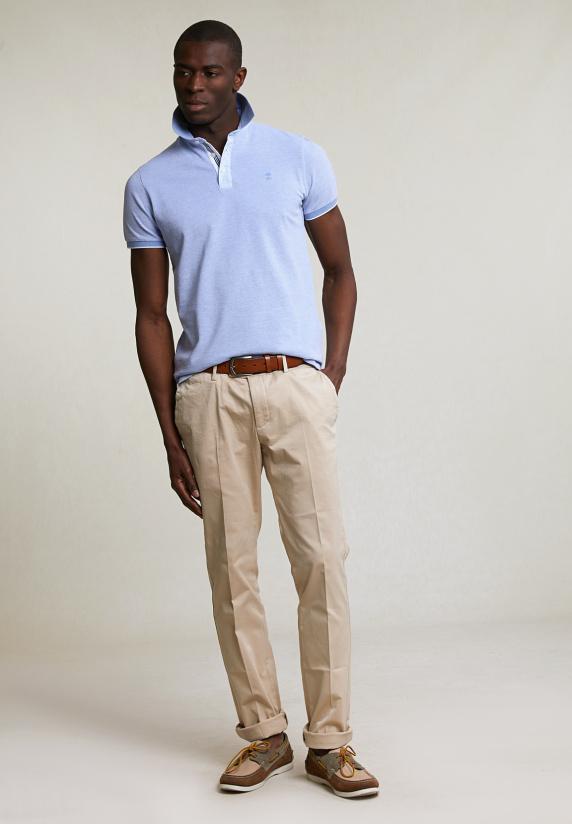 River Woods Custom Fit Fancy Katoenen Polo Dark Sky Mix