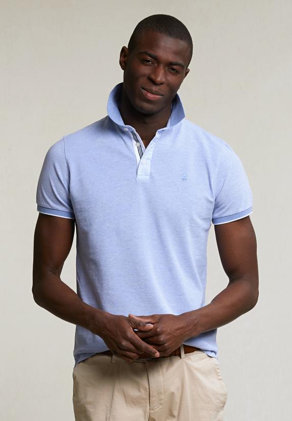 river woods Custom fit fancy katoenen polo dark sky mix