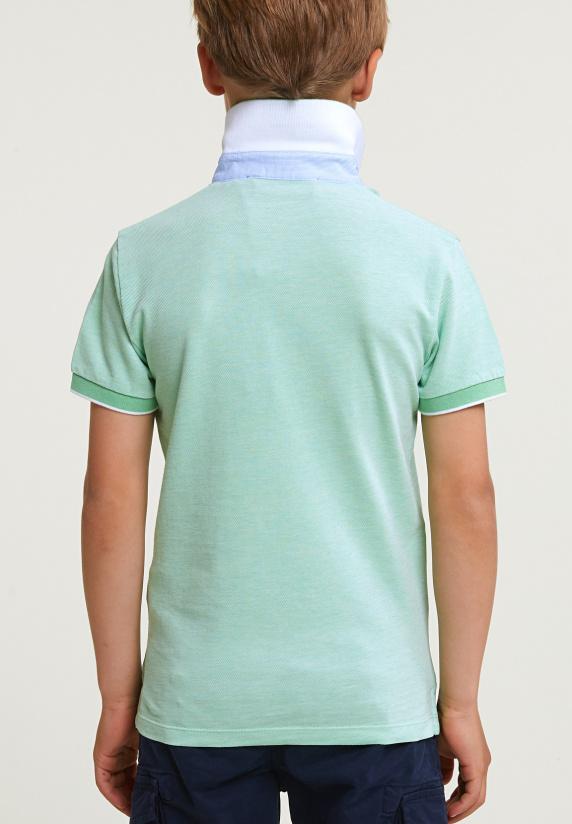 River Woods Custom Fit Fancy Katoenen Polo Korte Mouwen Dark Lime Mix