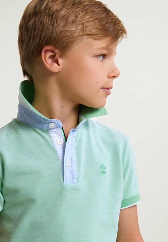 River Woods Custom Fit Fancy Katoenen Polo Korte Mouwen Dark Lime Mix