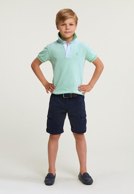 River Woods Custom Fit Fancy Katoenen Polo Korte Mouwen Dark Lime Mix