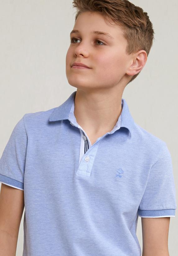 River Woods Custom Fit Fancy Katoenen Polo Korte Mouwen Dark Sky Mix