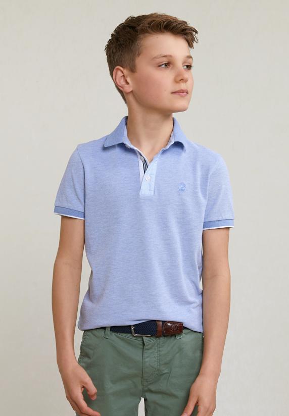 River Woods Custom Fit Fancy Katoenen Polo Korte Mouwen Dark Sky Mix