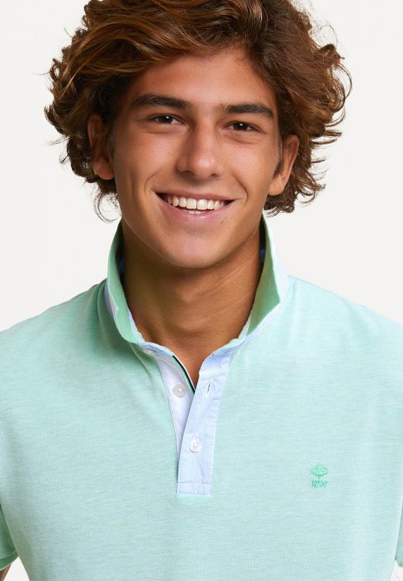 River Woods Custom Fit Fancy Katoenen Polo Lime Mix