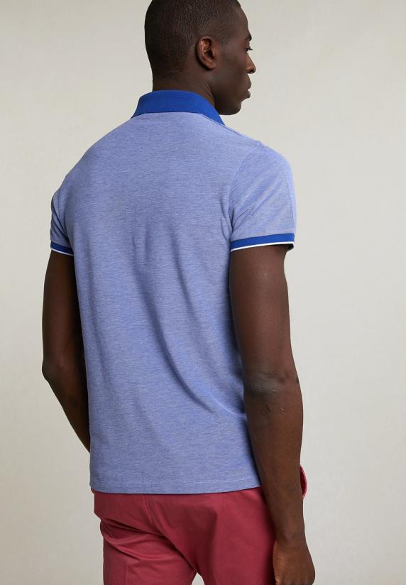 River Woods Custom Fit Fancy Katoenen Polo Yale Blue