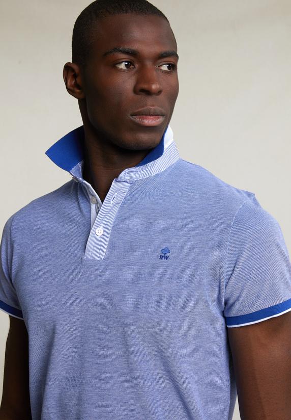 River Woods Custom Fit Fancy Katoenen Polo Yale Blue