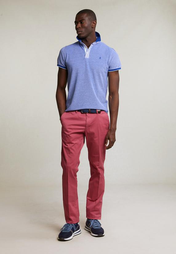 River Woods Custom Fit Fancy Katoenen Polo Yale Blue