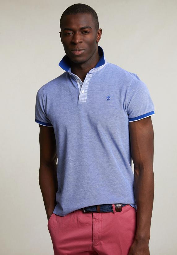 river woods Custom fit fancy katoenen polo yale blue