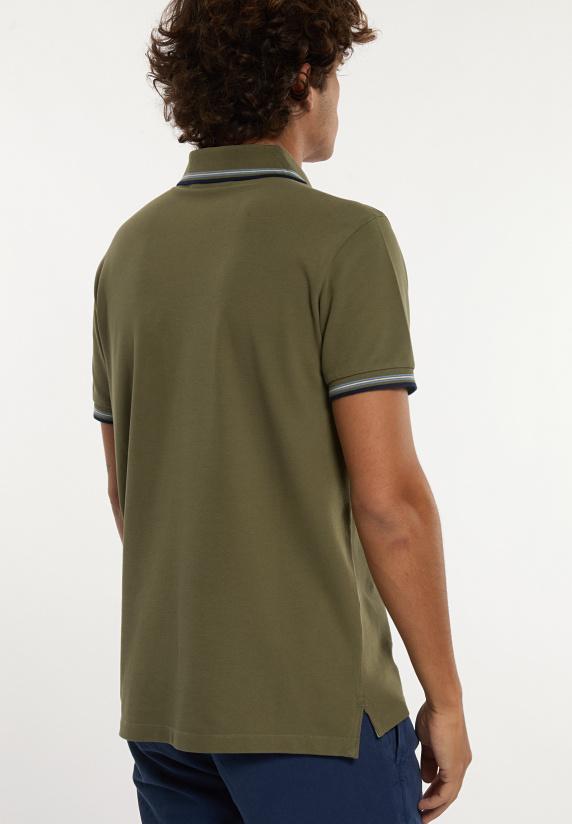 River Woods Custom Fit Fancy Katoenen Stretch Polo Olijfgroen