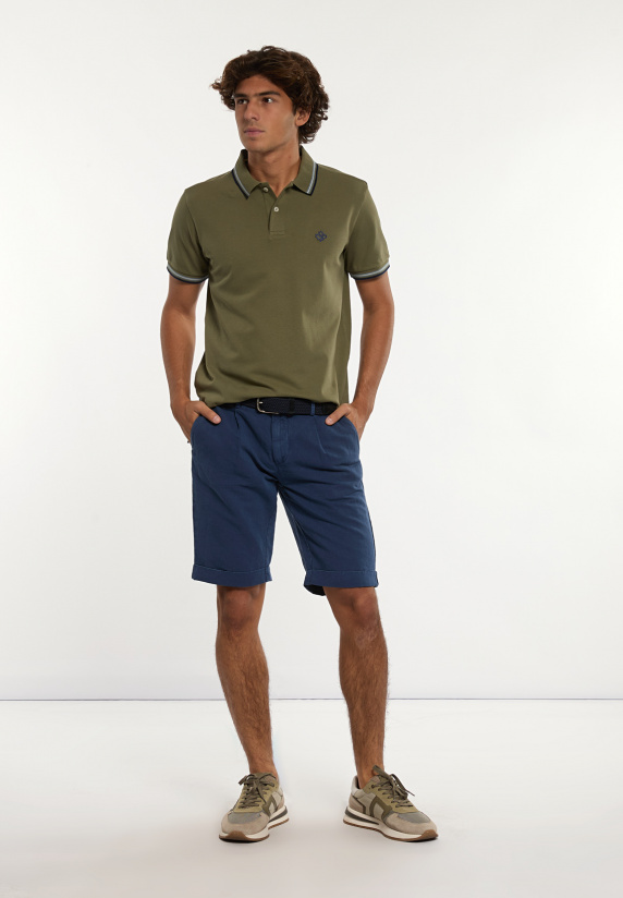 River Woods Custom Fit Fancy Katoenen Stretch Polo Olijfgroen