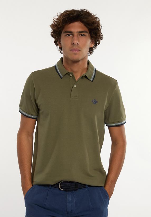river woods Custom fit fancy katoenen stretch polo olijfgroen