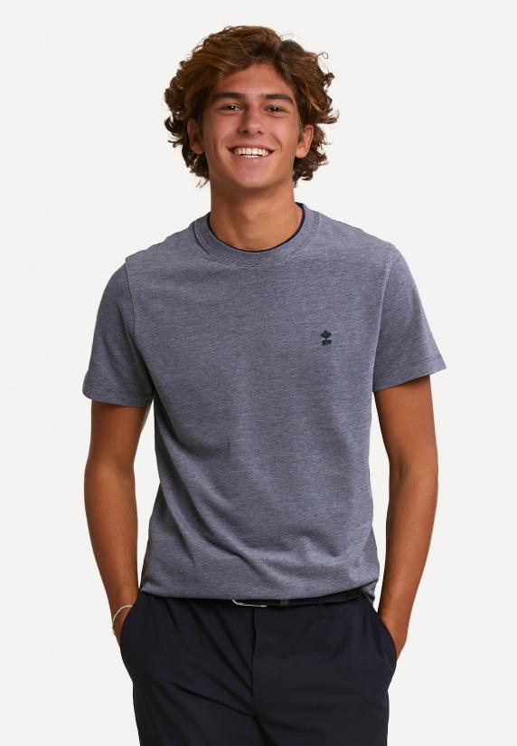 river woods Custom fit fancy katoenen T-shirt korte mouwen navy/lt grey mix