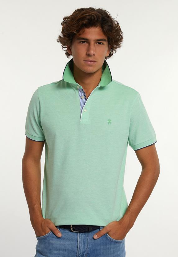 river woods Custom fit fancy pima katoen polo lime mix