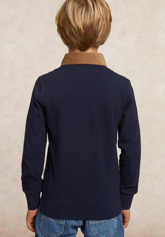 River Woods Custom Fit Fancy Pique Polo Blauw/bruin