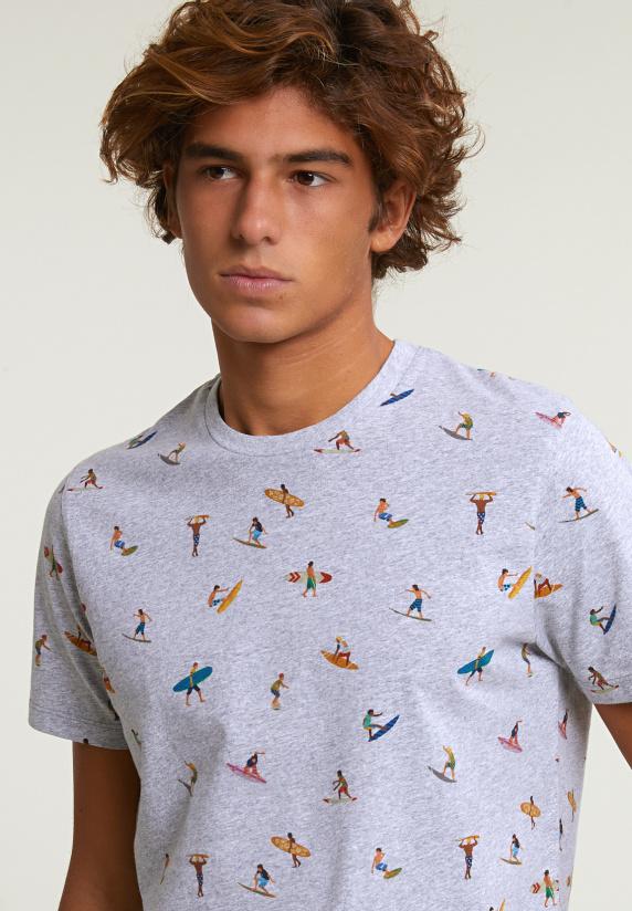 River Woods Custom Fit Fancy T-shirt Korte Mouwen Oyster Mix