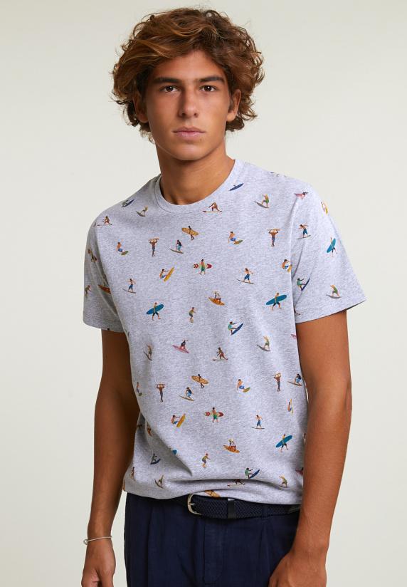 river woods Custom fit fancy T-shirt korte mouwen oyster mix