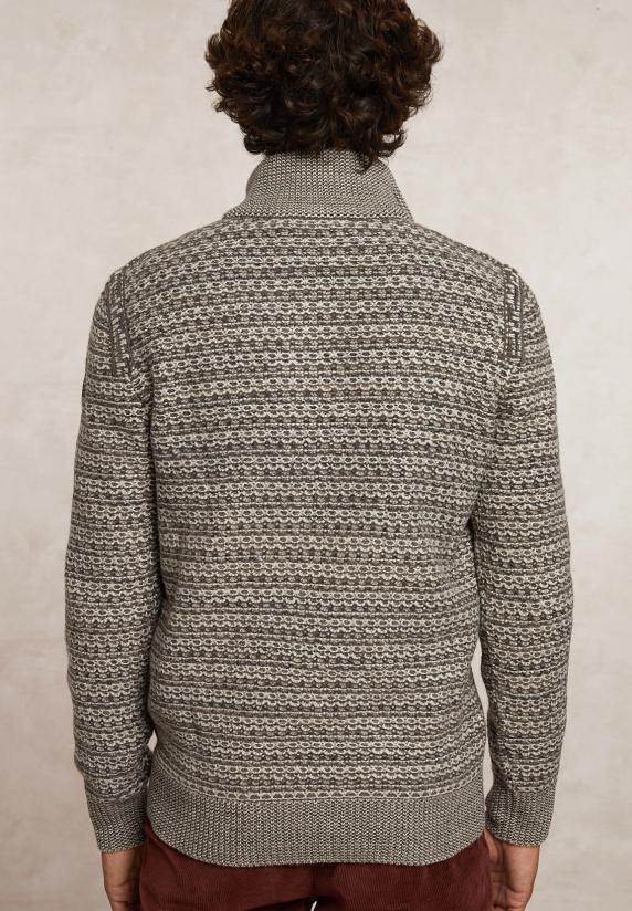 River Woods Custom Fit Fancy Wol-kasjmier Trui Opstaande Kraag Straw Mix