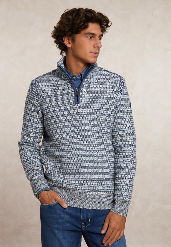 river woods Custom fit fancy wol-kasjmier trui opstaande kraag orchid/night sky mix