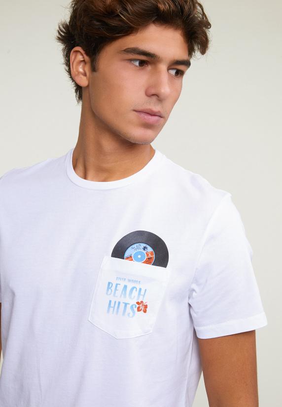 River Woods Custom Fit Fantasie T-shirt Borstzak Wit