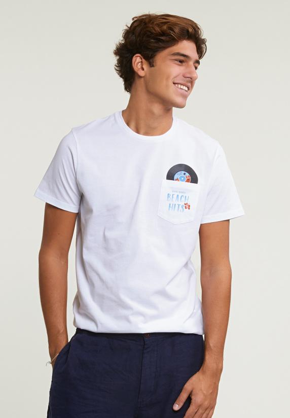 river woods Custom fit fantasie T-shirt borstzak wit