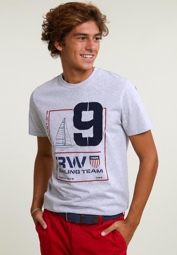 river woods Custom fit fantasie T-shirt korte mouwen oyster mix