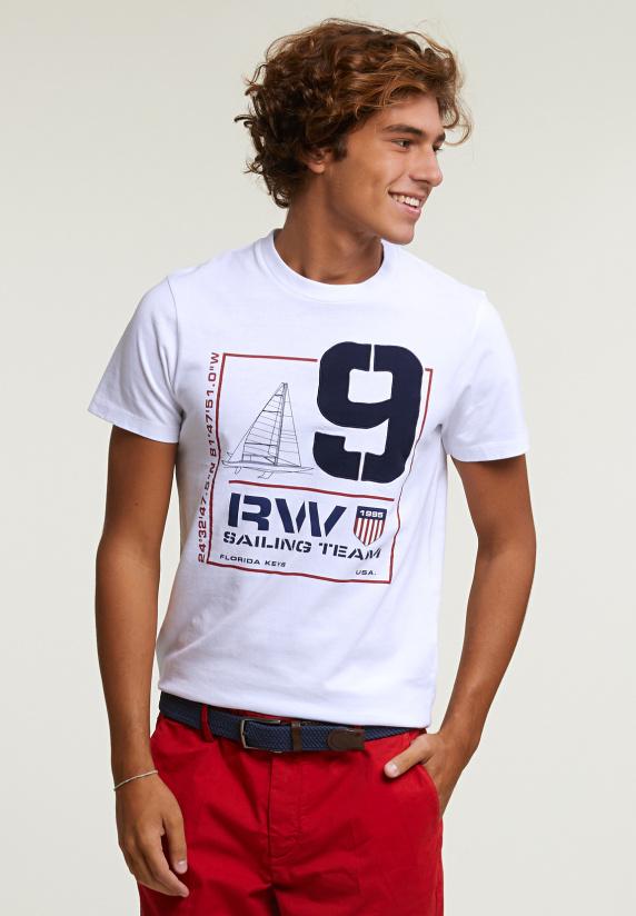 river woods Custom fit fantasie T-shirt korte mouwen wit