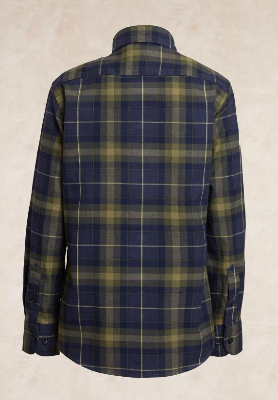 River Woods Custom Fit Flanellen Geruit Hemd Kaki/blauw