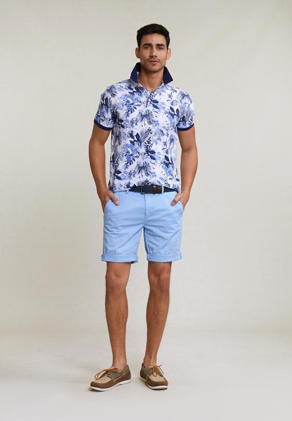 River Woods Custom Fit Gebloemde Katoenen Polo écru