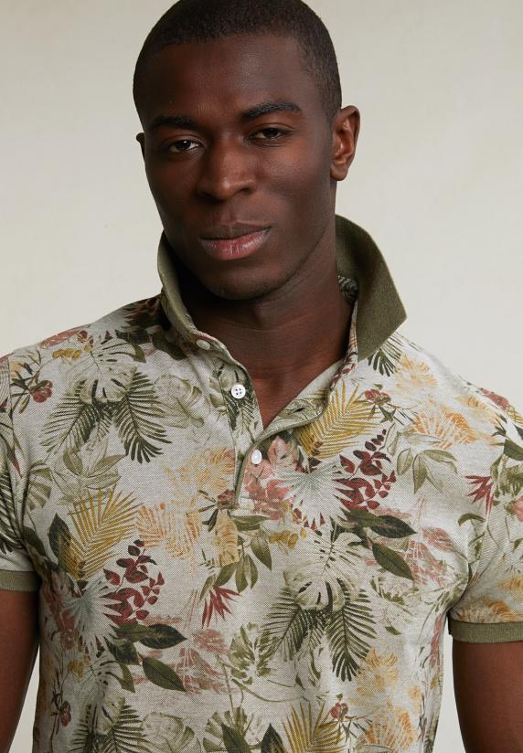 River Woods Custom Fit Gebloemde Katoenen Polo Safari Mix