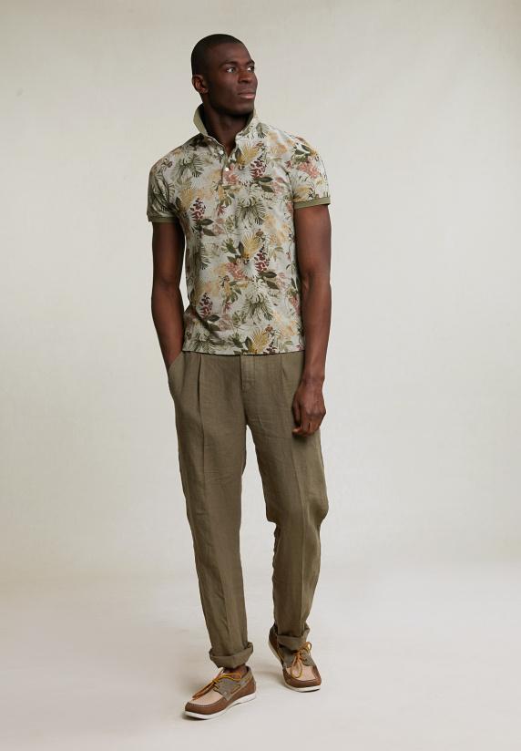 River Woods Custom Fit Gebloemde Katoenen Polo Safari Mix