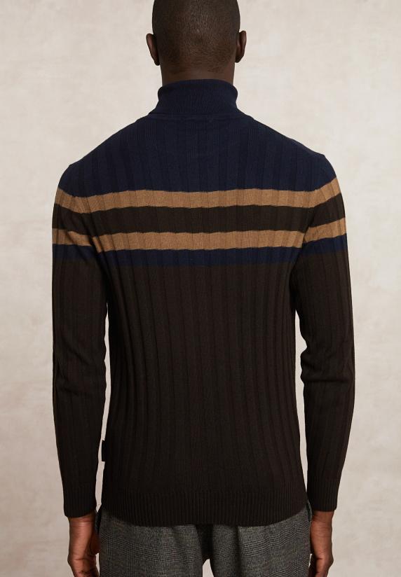 River Woods Custom Fit Geribde Wol-kasjmier Rolkraagtrui Ganache