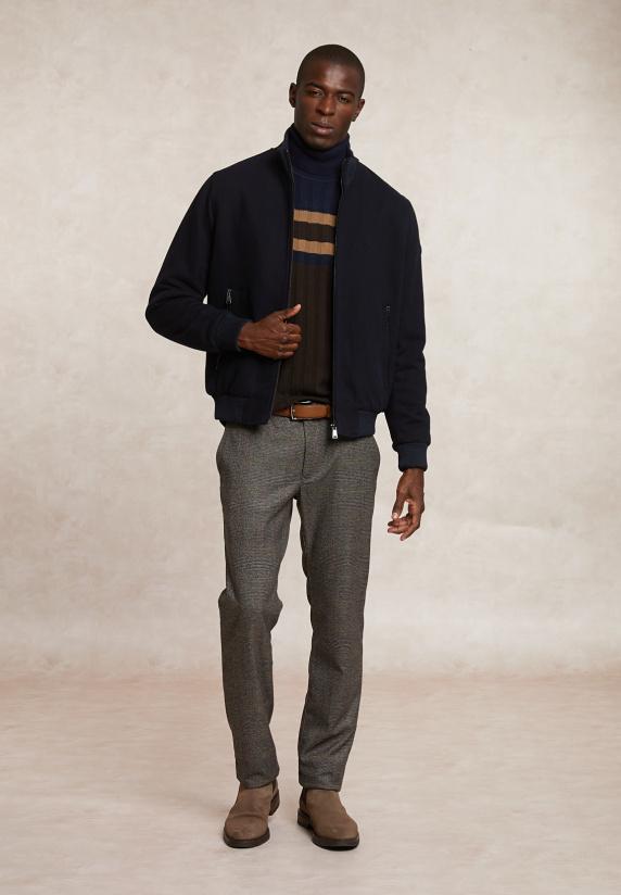 River Woods Custom Fit Geribde Wol-kasjmier Rolkraagtrui Ganache