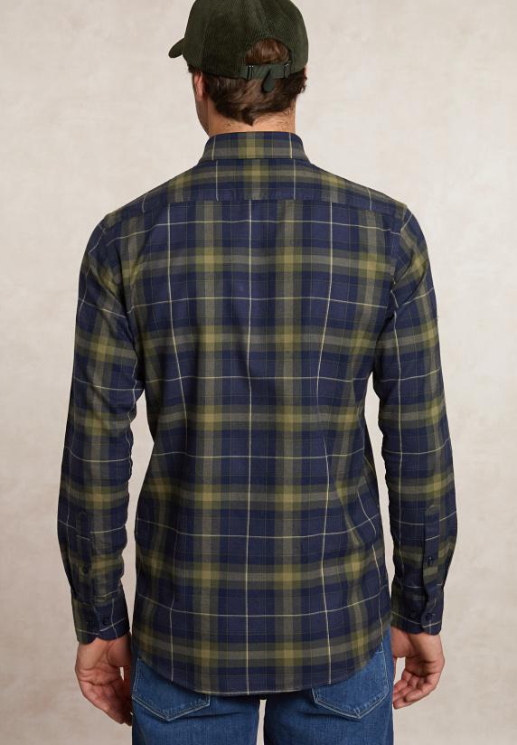 River Woods Custom Fit Geruit Flanellen Hemd Kaki/blauw