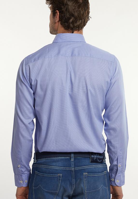 River Woods Custom Fit Geruit Hemd Borstzak Blauw/wit