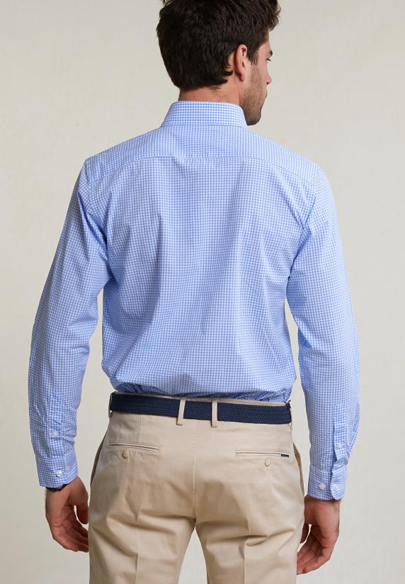 River Woods Custom Fit Geruit Hemd Borstzak Blauw/wit